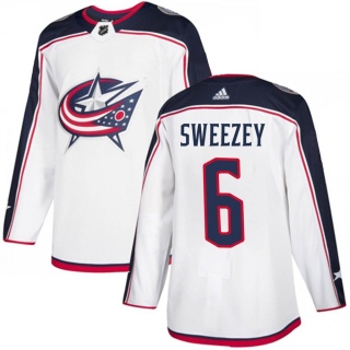 Men's Billy Sweezey Columbus Blue Jackets Adidas White Away Jersey - Authentic Blue