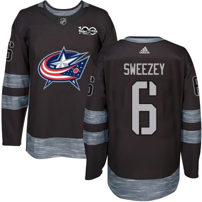 Men's Billy Sweezey Columbus Blue Jackets Black 1917- 100th Anniversary Jersey - Authentic Blue