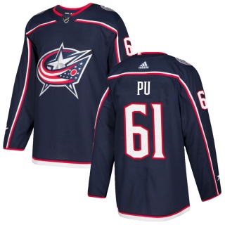 Men's Cliff Pu Columbus Blue Jackets Adidas Home Jersey - Authentic Navy