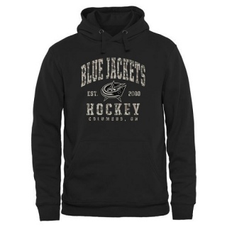 Men's Columbus Blue Jackets Camo Stack Pullover Hoodie - Black
