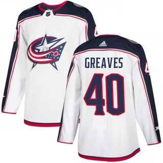 Men's Jet Greaves Columbus Blue Jackets Adidas Away Jersey - Authentic White