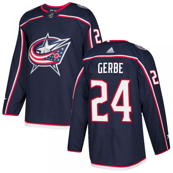 Men's Nathan Gerbe Columbus Blue Jackets Adidas Home Jersey - Authentic Navy