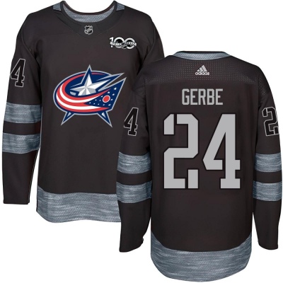 Men's Nathan Gerbe Columbus Blue Jackets Black 1917- 100th Anniversary Jersey - Authentic Blue