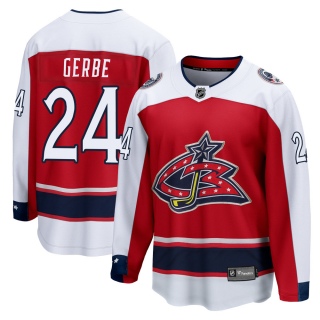 Men's Nathan Gerbe Columbus Blue Jackets Fanatics Branded Red 2020/21 Special Edition Jersey - Breakaway Blue