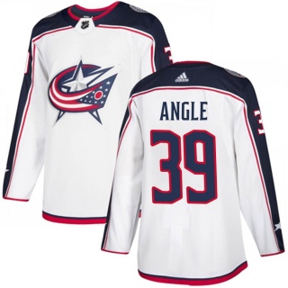 Men's Tyler Angle Columbus Blue Jackets Adidas White Away Jersey - Authentic Blue