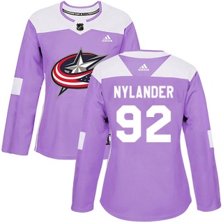 Women's Alexander Nylander Columbus Blue Jackets Adidas Purple Fights Cancer Practice Jersey - Authentic Blue