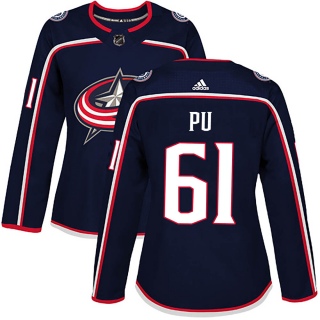 Women's Cliff Pu Columbus Blue Jackets Adidas Home Jersey - Authentic Navy