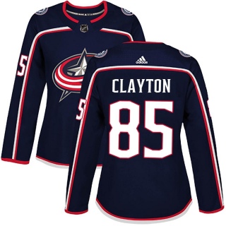Women's Cole Clayton Columbus Blue Jackets Adidas Navy Home Jersey - Authentic Blue