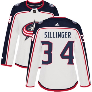 Women's Cole Sillinger Columbus Blue Jackets Adidas Away Jersey - Authentic White