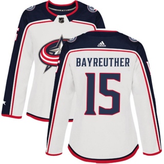 Women's Gavin Bayreuther Columbus Blue Jackets Adidas White Away Jersey - Authentic Blue