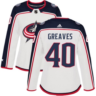 Women's Jet Greaves Columbus Blue Jackets Adidas Away Jersey - Authentic White