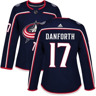 Women's Justin Danforth Columbus Blue Jackets Adidas Navy Home Jersey - Authentic Blue