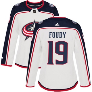 Women's Liam Foudy Columbus Blue Jackets Adidas White Away Jersey - Authentic Blue