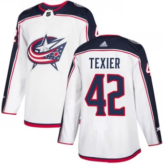 Youth Alexandre Texier Columbus Blue Jackets Adidas White Away Jersey - Authentic Blue