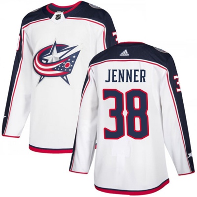 Youth Boone Jenner Columbus Blue Jackets Adidas White Away Jersey - Authentic Blue