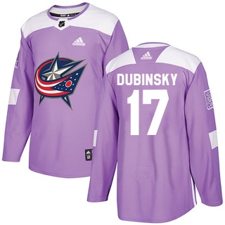 Youth Brandon Dubinsky Columbus Blue Jackets Adidas Purple Fights Cancer Practice Jersey - Authentic Blue