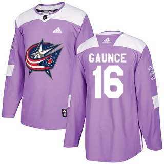 Youth Brendan Gaunce Columbus Blue Jackets Adidas Purple Fights Cancer Practice Jersey - Authentic Blue