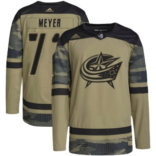 Youth Carson Meyer Columbus Blue Jackets Adidas Camo Military Appreciation Practice Jersey - Authentic Blue