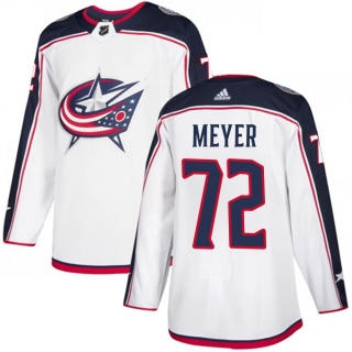 Youth Carson Meyer Columbus Blue Jackets Adidas White Away Jersey - Authentic Blue