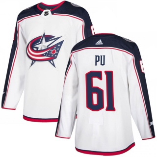 Youth Cliff Pu Columbus Blue Jackets Adidas Away Jersey - Authentic White