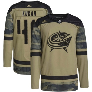 Youth Dean Kukan Columbus Blue Jackets Adidas Camo Military Appreciation Practice Jersey - Authentic Blue