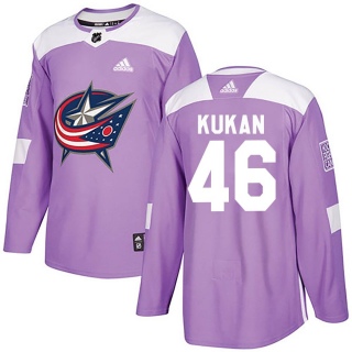 Youth Dean Kukan Columbus Blue Jackets Adidas Purple Fights Cancer Practice Jersey - Authentic Blue