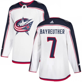 Youth Gavin Bayreuther Columbus Blue Jackets Adidas Away Jersey - Authentic White