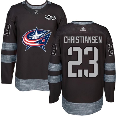 Youth Jake Christiansen Columbus Blue Jackets Black 1917- 100th Anniversary Jersey - Authentic Blue