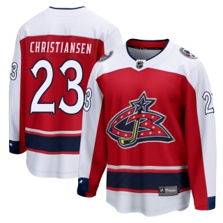 Youth Jake Christiansen Columbus Blue Jackets Fanatics Branded Red 2020/21 Special Edition Jersey - Breakaway Blue