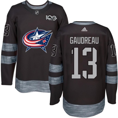 Youth Johnny Gaudreau Columbus Blue Jackets Black 1917- 100th Anniversary Jersey - Authentic Blue