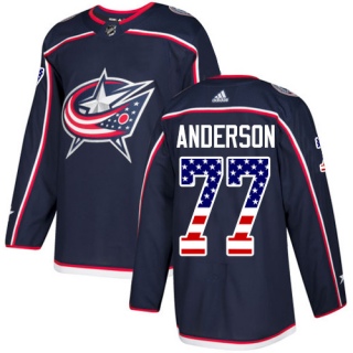 Youth Josh Anderson Columbus Blue Jackets Adidas USA Flag Fashion Jersey - Authentic Navy Blue