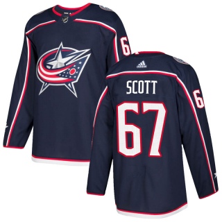 Youth Justin Scott Columbus Blue Jackets Adidas Home Jersey - Authentic Navy