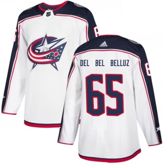 Youth Luca Del Bel Belluz Columbus Blue Jackets Adidas White Away Jersey - Authentic Blue