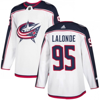 Youth Nolan LaLonde Columbus Blue Jackets Adidas White Away Jersey - Authentic Blue