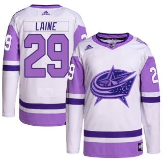 Youth Patrik Laine Columbus Blue Jackets Adidas Hockey Fights Cancer Primegreen Jersey - Authentic White/Purple