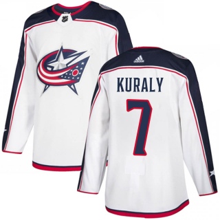 Youth Sean Kuraly Columbus Blue Jackets Adidas White Away Jersey - Authentic Blue