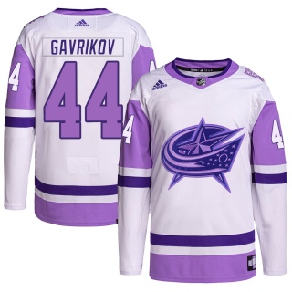Youth Vladislav Gavrikov Columbus Blue Jackets Adidas Hockey Fights Cancer Primegreen Jersey - Authentic White/Purple